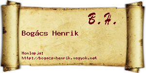 Bogács Henrik névjegykártya